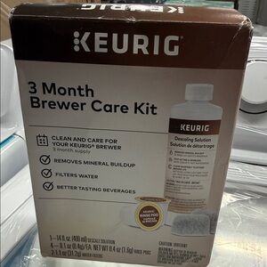 Keurig Brewer Care Kit with White and Brown Accents